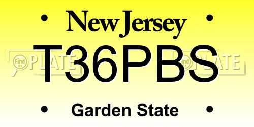 T36PBS New Jersey License Plate