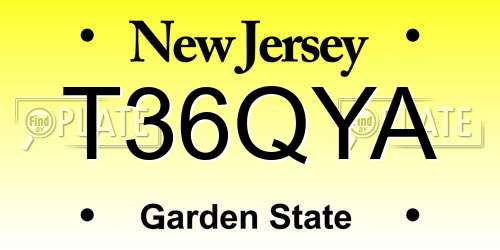 T36QYA New Jersey License Plate