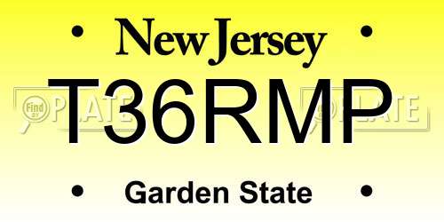 T36RMP New Jersey License Plate