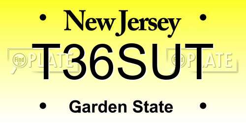 T36SUT New Jersey License Plate