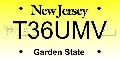 T36UMV New Jersey License Plate