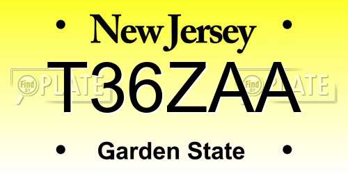 T36ZAA New Jersey License Plate