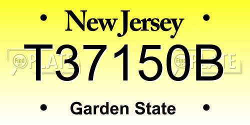 T37150B New Jersey License Plate