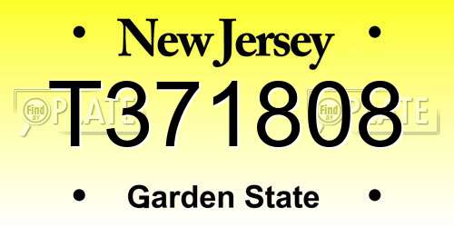 T371808 New Jersey License Plate