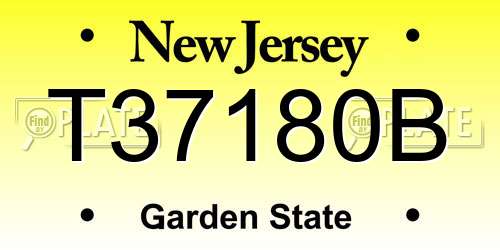 T37180B New Jersey License Plate