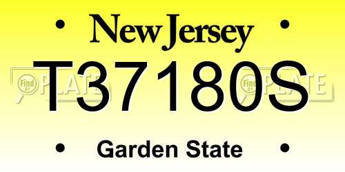 T37180S New Jersey License Plate