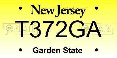 T372GA New Jersey License Plate