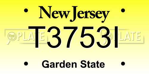 T3753I New Jersey License Plate