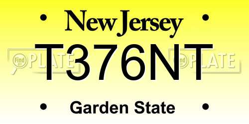 T376NT New Jersey License Plate