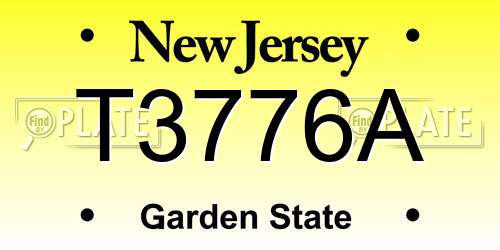 T3776A New Jersey License Plate