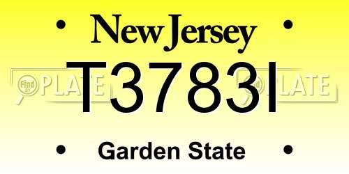 T3783I New Jersey License Plate