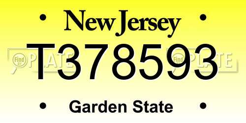 T378593 New Jersey License Plate