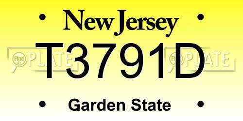T3791D New Jersey License Plate