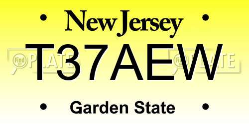 T37AEW New Jersey License Plate