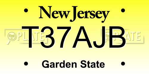 T37AJB New Jersey License Plate