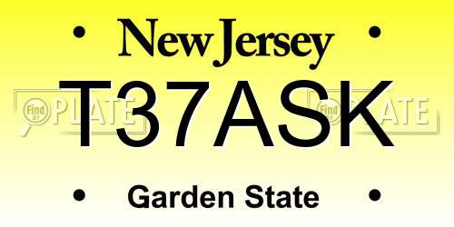 T37ASK New Jersey License Plate
