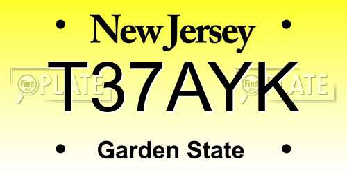 T37AYK New Jersey License Plate