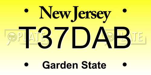 T37DAB New Jersey License Plate