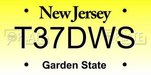 T37DWS New Jersey License Plate