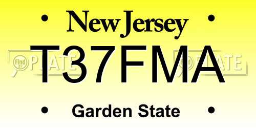 T37FMA New Jersey License Plate
