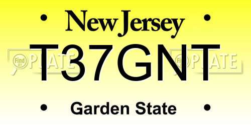 T37GNT New Jersey License Plate