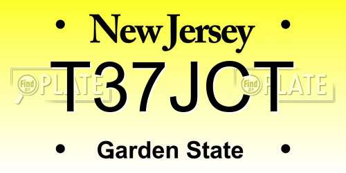 T37JCT New Jersey License Plate