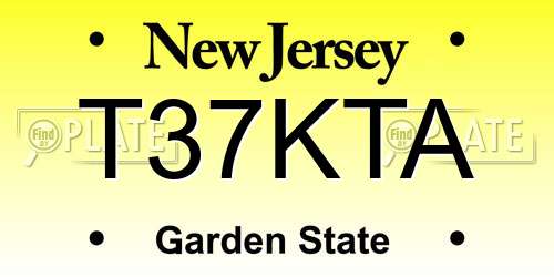 T37KTA New Jersey License Plate