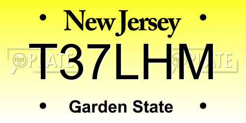 T37LHM New Jersey License Plate