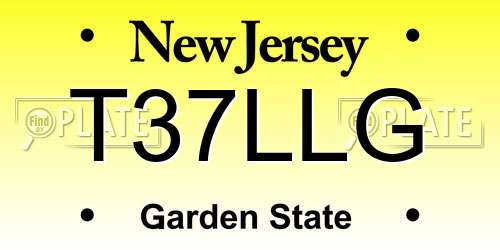 T37LLG New Jersey License Plate