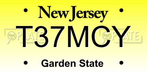 T37MCY New Jersey License Plate
