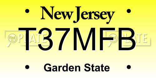 T37MFB New Jersey License Plate