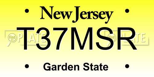 T37MSR New Jersey License Plate