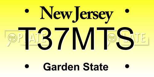 T37MTS New Jersey License Plate