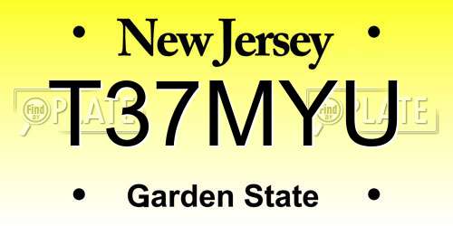 T37MYU New Jersey License Plate