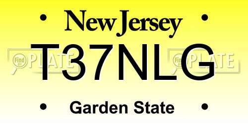 T37NLG New Jersey License Plate