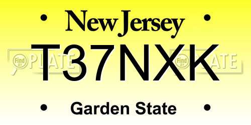 T37NXK New Jersey License Plate