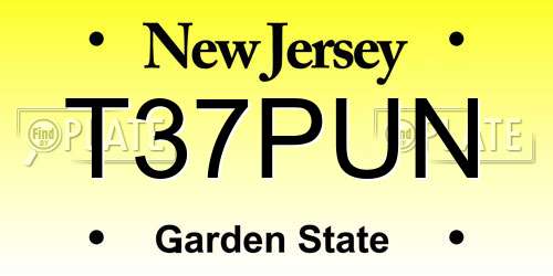 T37PUN New Jersey License Plate