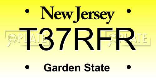 T37RFR New Jersey License Plate
