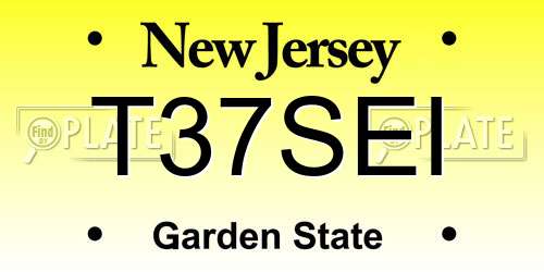 T37SEI New Jersey License Plate