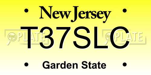 T37SLC New Jersey License Plate