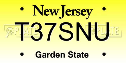 T37SNU New Jersey License Plate