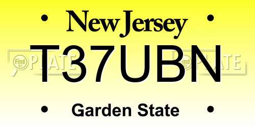 T37UBN New Jersey License Plate