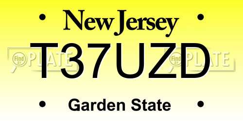 T37UZD New Jersey License Plate
