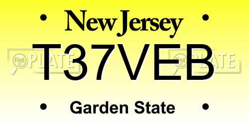 T37VEB New Jersey License Plate