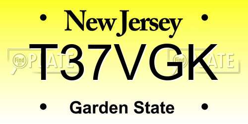 T37VGK New Jersey License Plate