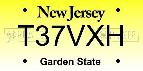 T37VXH New Jersey License Plate