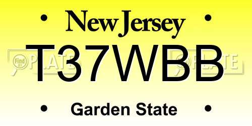 T37WBB New Jersey License Plate