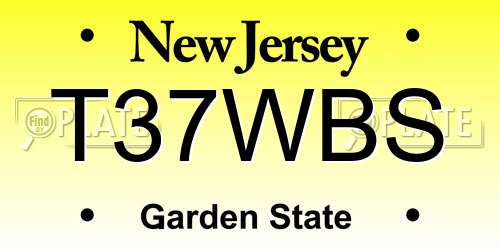 T37WBS New Jersey License Plate