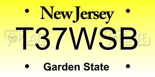 T37WSB New Jersey License Plate