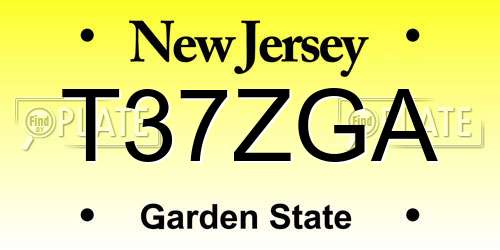 T37ZGA New Jersey License Plate